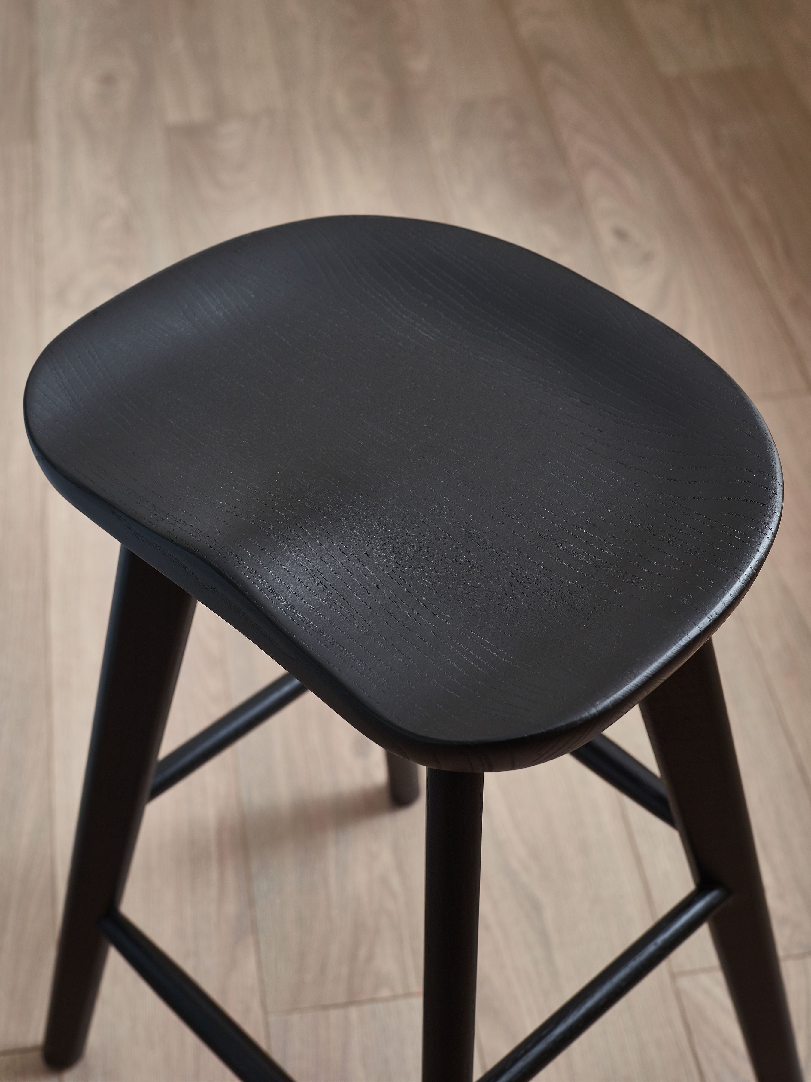 Alton Black Solid Oak Wood Bar Stool